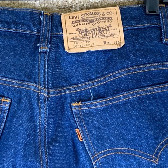 Vintage LEVIS Mens Jeans Sz 36x33 Orange Tab 517 Bootcut Dark Blue Denim USA 80s - Picture 1 of 9
